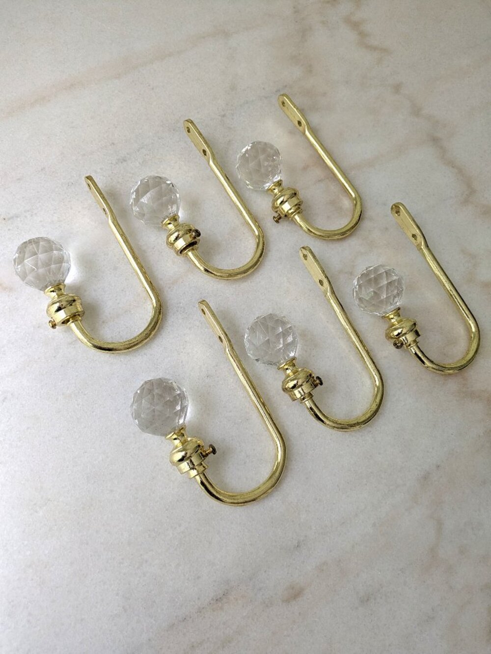 6 Gold & Facet Crystal Ball Curtain Tie Back Holder Set of 6